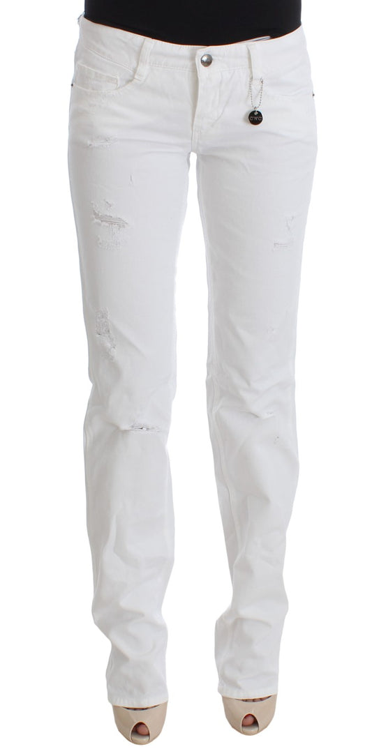 Costume National Chic Slim Fit White Cotton Jeans Costume National