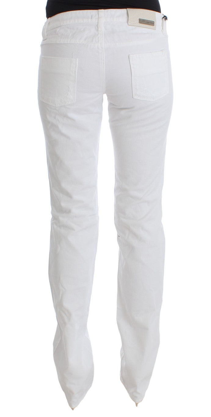 Costume National Chic Slim Fit White Cotton Jeans Costume National