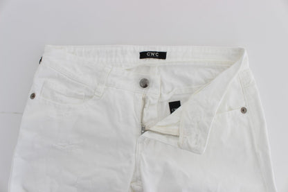 Costume National Chic Slim Fit White Cotton Jeans Costume National