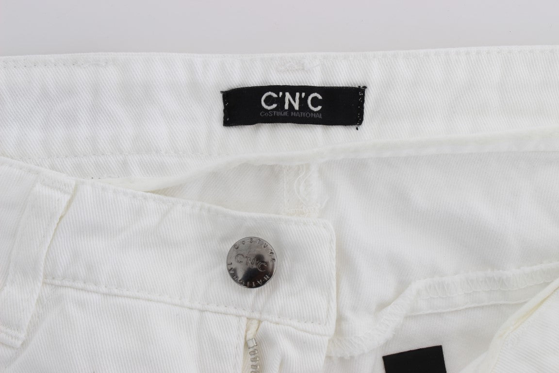 Costume National Chic Slim Fit White Cotton Jeans Costume National