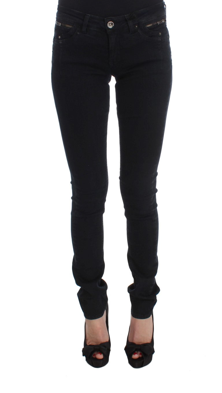 Costume National Sleek Slim Fit Designer Jeans in Classic Black Costume National