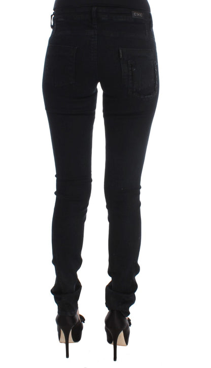 Costume National Sleek Slim Fit Designer Jeans in Classic Black Costume National