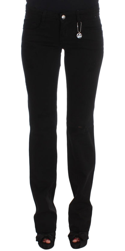 Costume National Chic Black Slim Fit Zippered Cotton Jeans Costume National