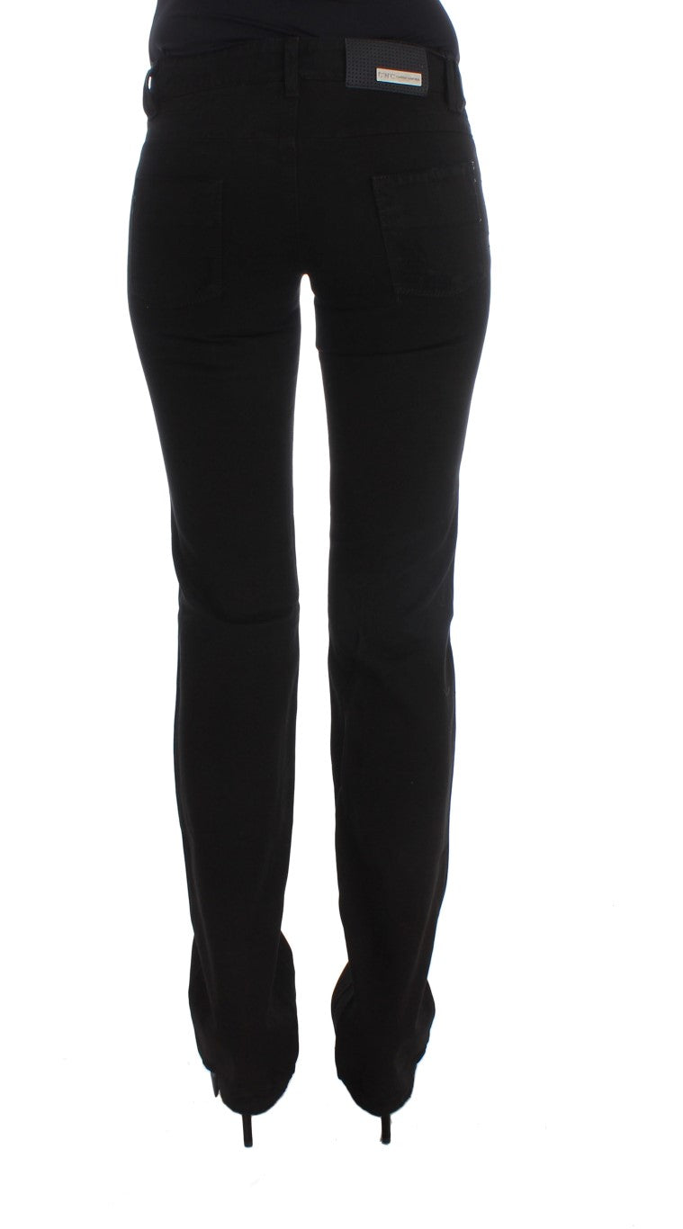 Costume National Chic Black Slim Fit Zippered Cotton Jeans Costume National