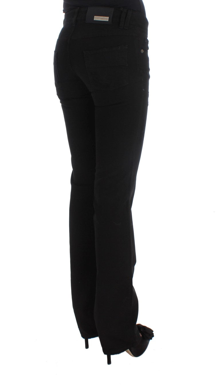 Costume National Chic Black Slim Fit Zippered Cotton Jeans Costume National