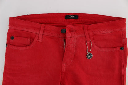 Costume National Chic Red Slim Fit Jeans Costume National