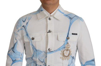 Dolce & Gabbana Multicolor Logo Embroidered Denim Jacket Dolce & Gabbana