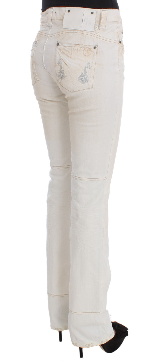 Costume National Chic White Slim Fit Designer Jeans Costume National