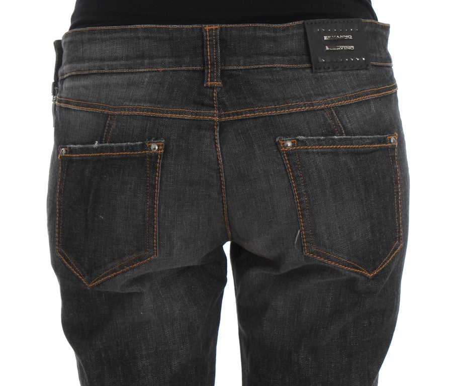 Ermanno Scervino Chic Slim Fit Gray Wash Jeans Ermanno Scervino