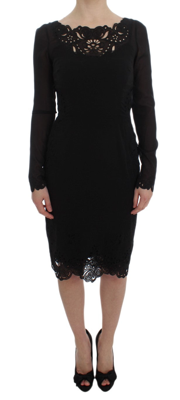 Dolce & Gabbana Elegant Black Floral Lace Sheath Dress Dolce & Gabbana