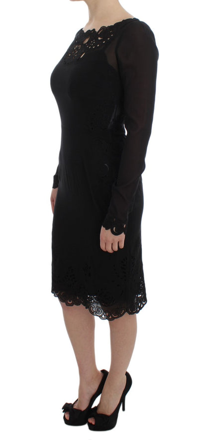 Dolce & Gabbana Elegant Black Floral Lace Sheath Dress Dolce & Gabbana