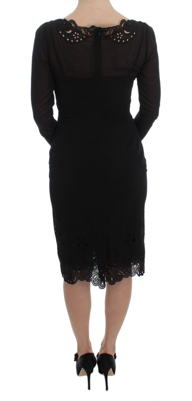 Dolce & Gabbana Elegant Black Floral Lace Sheath Dress Dolce & Gabbana