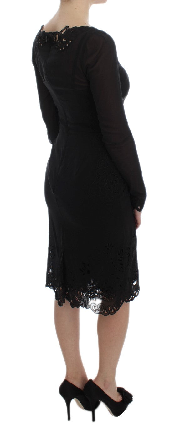 Dolce & Gabbana Elegant Black Floral Lace Sheath Dress Dolce & Gabbana