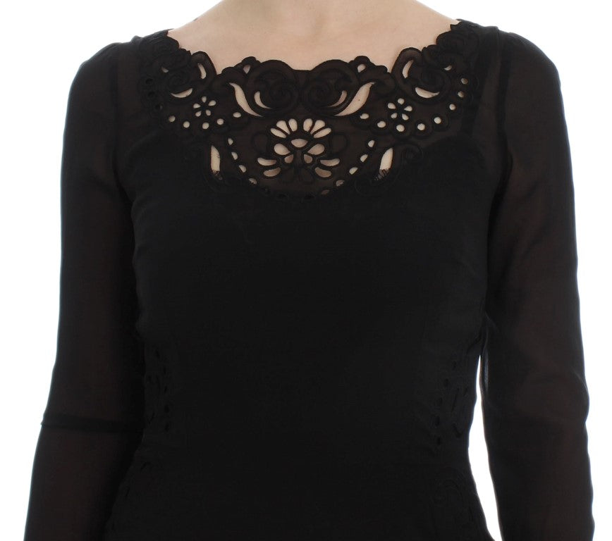 Dolce & Gabbana Elegant Black Floral Lace Sheath Dress Dolce & Gabbana