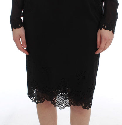 Dolce & Gabbana Elegant Black Floral Lace Sheath Dress Dolce & Gabbana