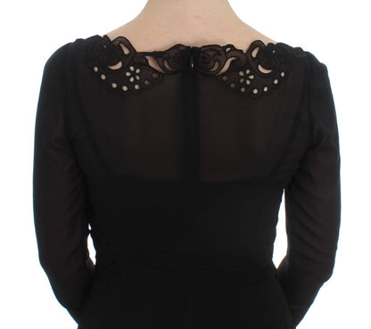 Dolce & Gabbana Elegant Black Floral Lace Sheath Dress Dolce & Gabbana