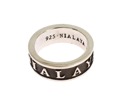 Nialaya Elegant Silver and Black Men's Sterling Ring Nialaya