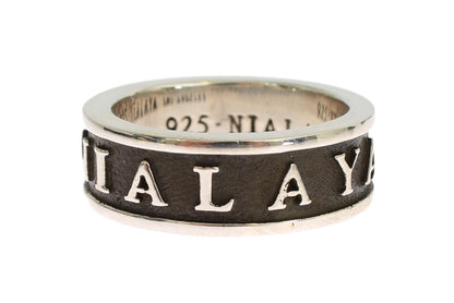 Nialaya Elegant Silver and Black Men's Sterling Ring Nialaya