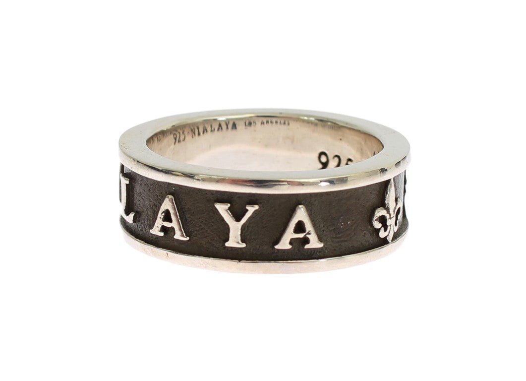 Nialaya Elegant Silver and Black Men's Sterling Ring Nialaya