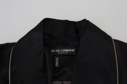 Dolce & Gabbana Elegant Black Silk Long Robe Coat Dolce & Gabbana