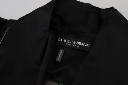 Dolce & Gabbana Elegant Black Silk Long Robe Coat Dolce & Gabbana