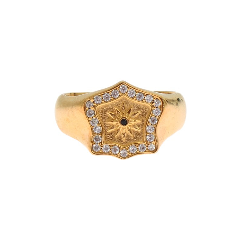 Nialaya Elegant Men's Gold Plated Silver Ring Nialaya