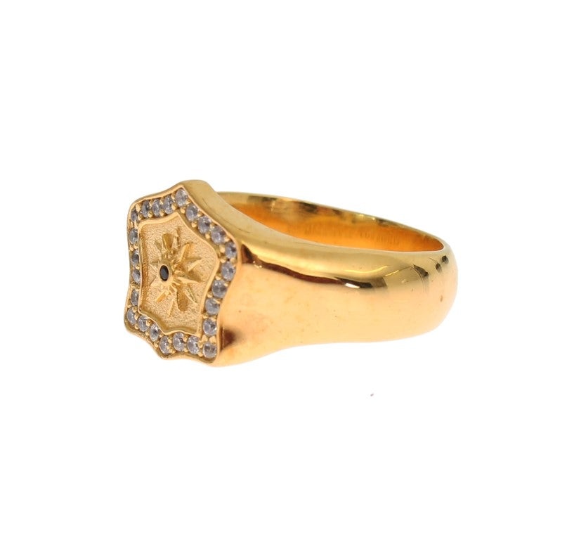 Nialaya Elegant Men's Gold Plated Silver Ring Nialaya