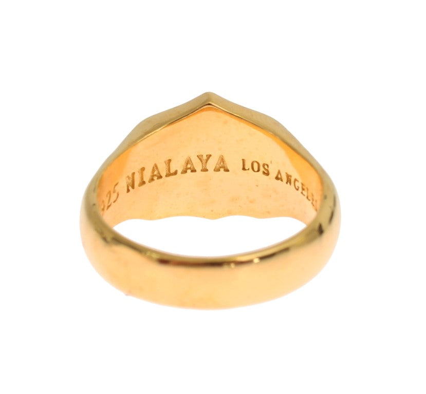 Nialaya Elegant Men's Gold Plated Silver Ring Nialaya