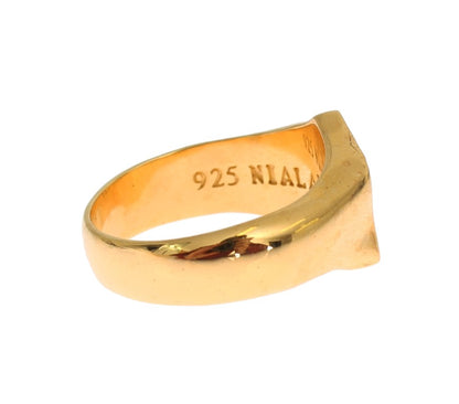 Nialaya Elegant Men's Gold Plated Silver Ring Nialaya