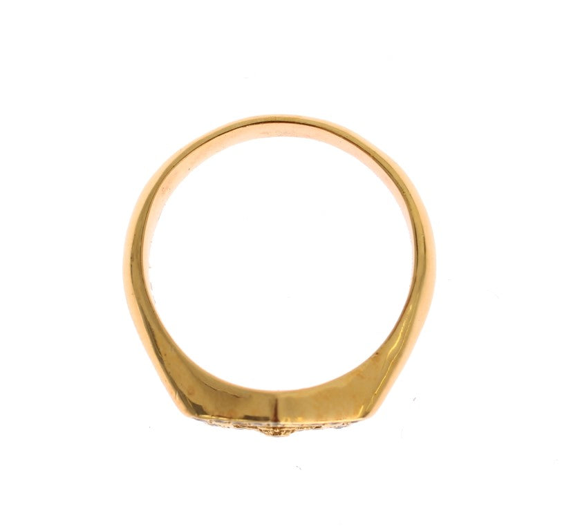 Nialaya Elegant Men's Gold Plated Silver Ring Nialaya