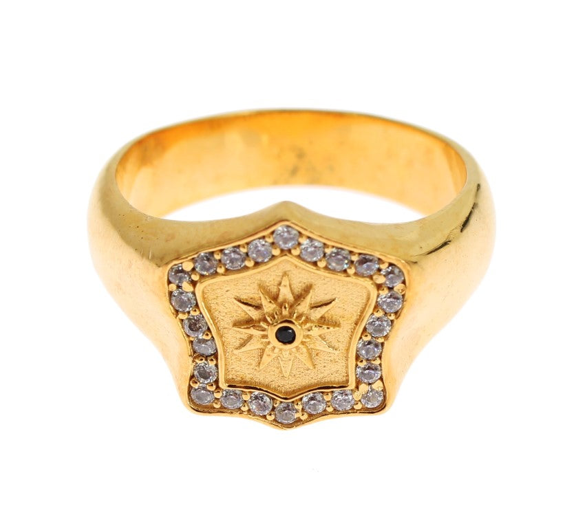 Nialaya Elegant Men's Gold Plated Silver Ring Nialaya