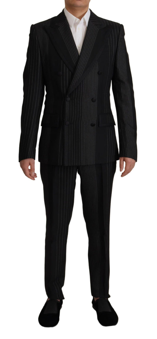 Dolce & Gabbana Elegant Black Striped Slim Fit Two-Piece Suit Dolce & Gabbana