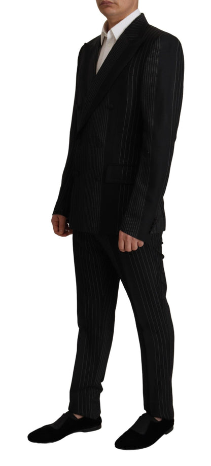 Dolce & Gabbana Elegant Black Striped Slim Fit Two-Piece Suit Dolce & Gabbana