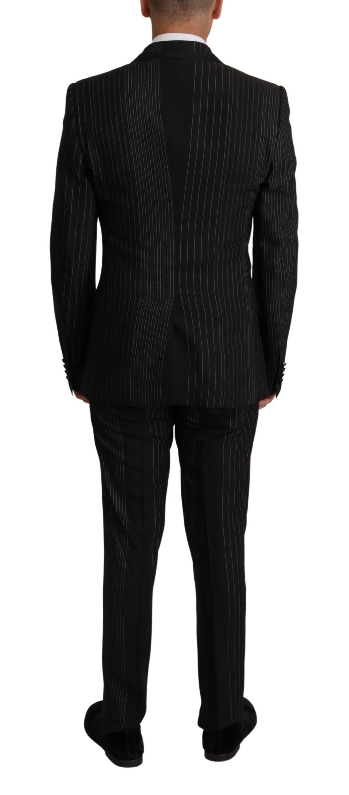 Dolce & Gabbana Elegant Black Striped Slim Fit Two-Piece Suit Dolce & Gabbana