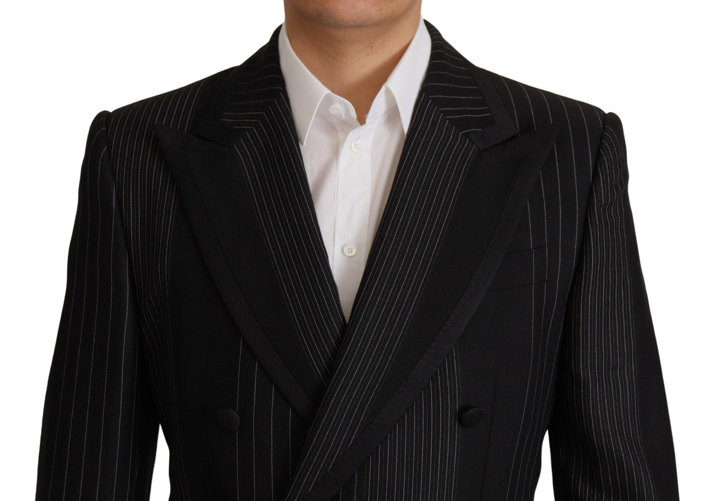 Dolce & Gabbana Elegant Black Striped Slim Fit Two-Piece Suit Dolce & Gabbana