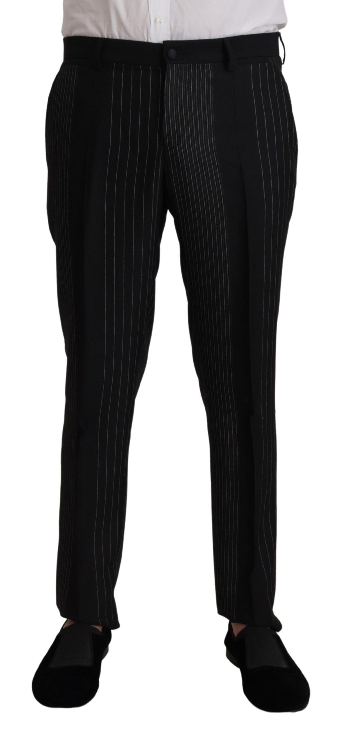 Dolce & Gabbana Elegant Black Striped Slim Fit Two-Piece Suit Dolce & Gabbana