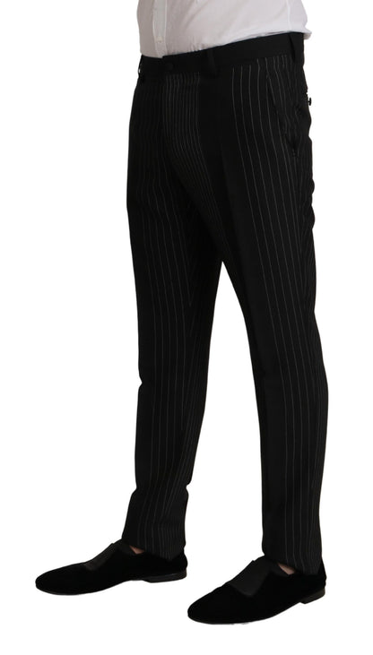 Dolce & Gabbana Elegant Black Striped Slim Fit Two-Piece Suit Dolce & Gabbana