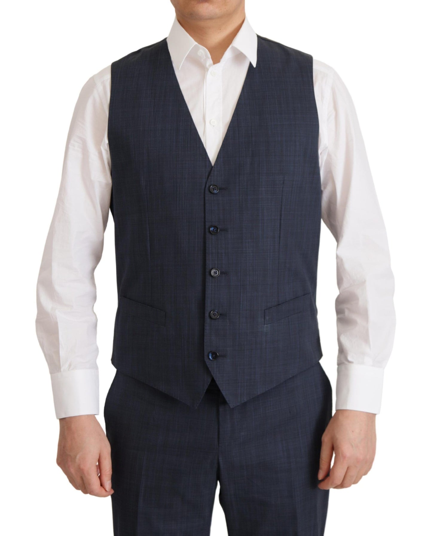 Dolce & Gabbana Elegant Dark Blue Cotton Three Piece Martini Suit Dolce & Gabbana