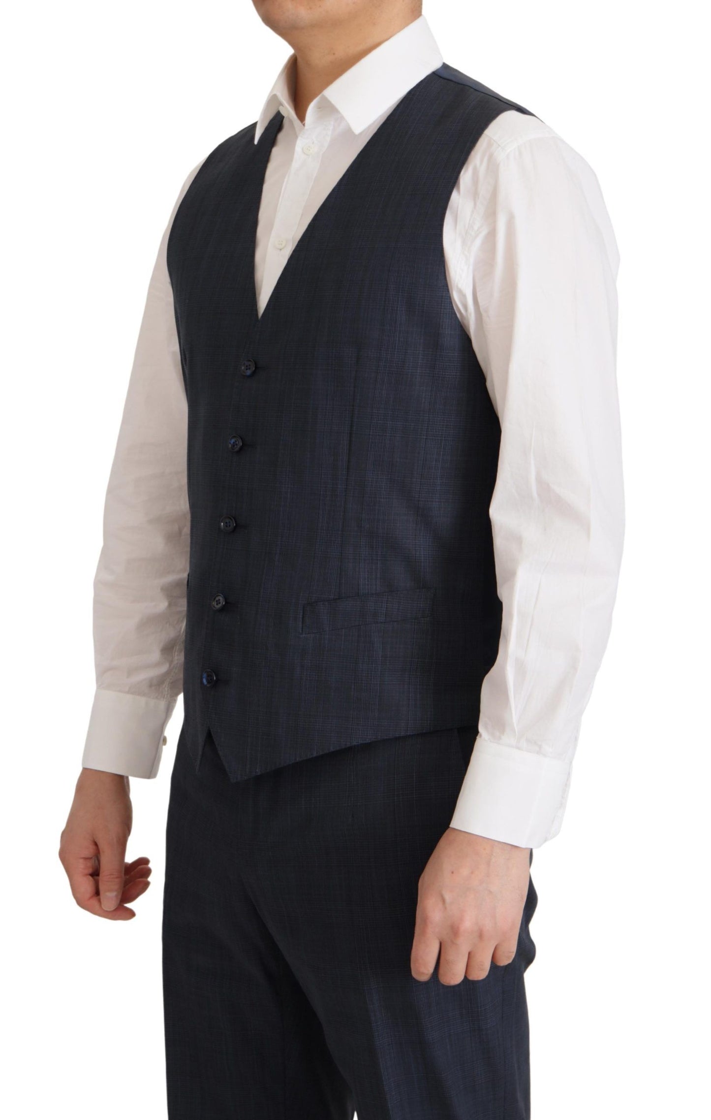 Dolce & Gabbana Elegant Dark Blue Cotton Three Piece Martini Suit Dolce & Gabbana