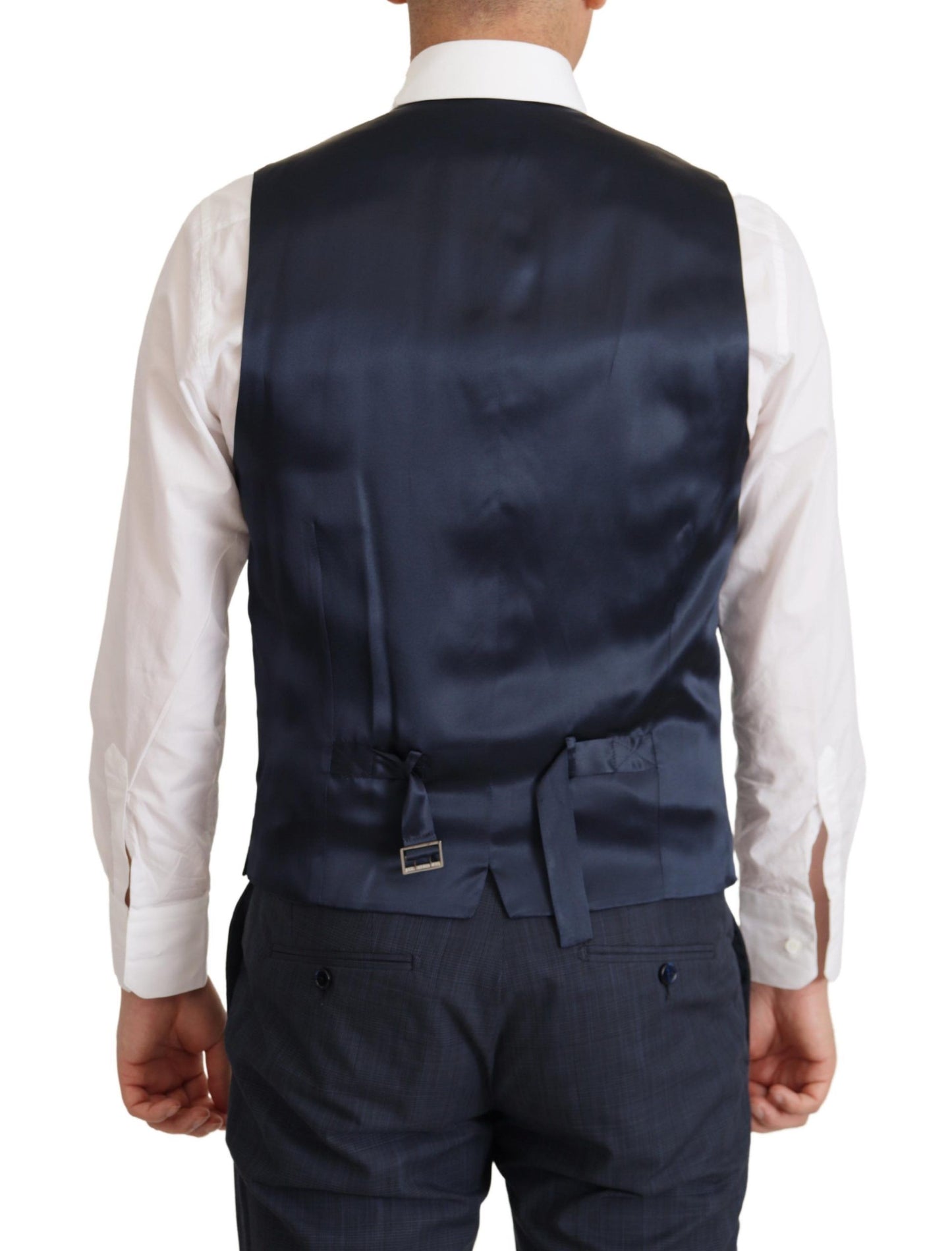 Dolce & Gabbana Elegant Dark Blue Cotton Three Piece Martini Suit Dolce & Gabbana