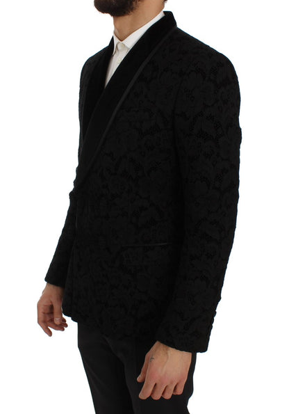 Dolce & Gabbana Elegant Slim Fit Black Silk-Blend Blazer Dolce & Gabbana