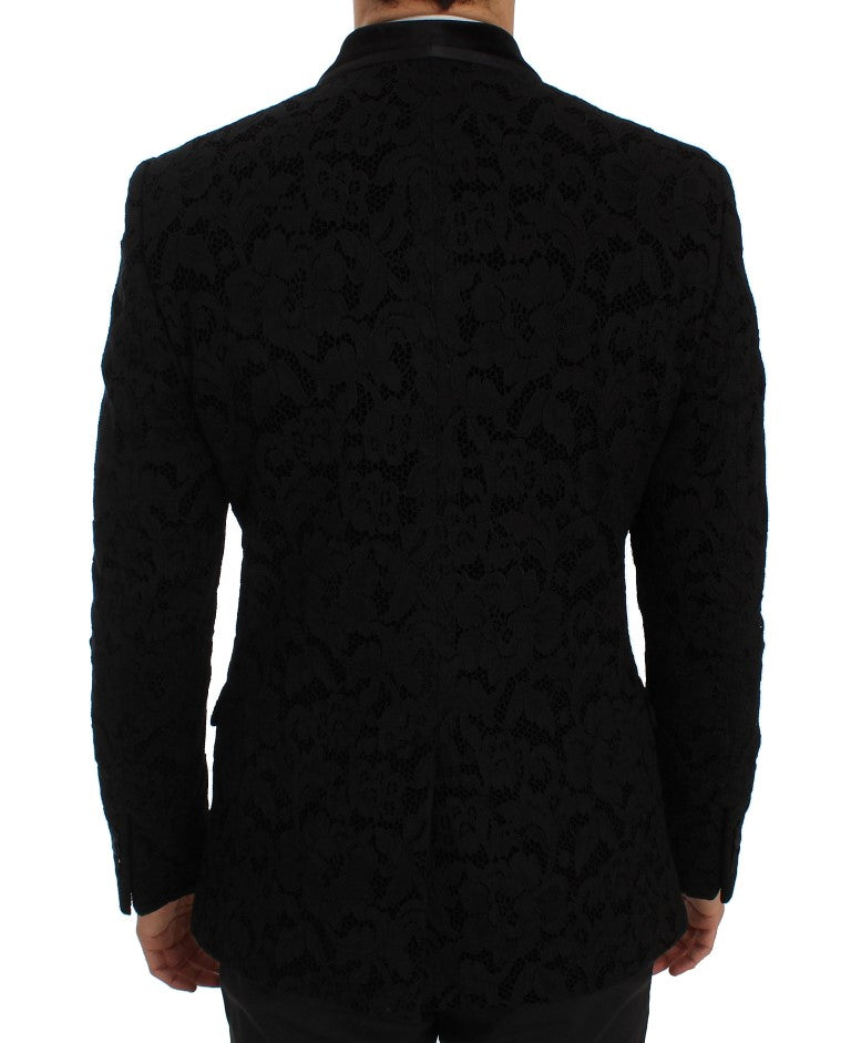 Dolce & Gabbana Elegant Slim Fit Black Silk-Blend Blazer Dolce & Gabbana