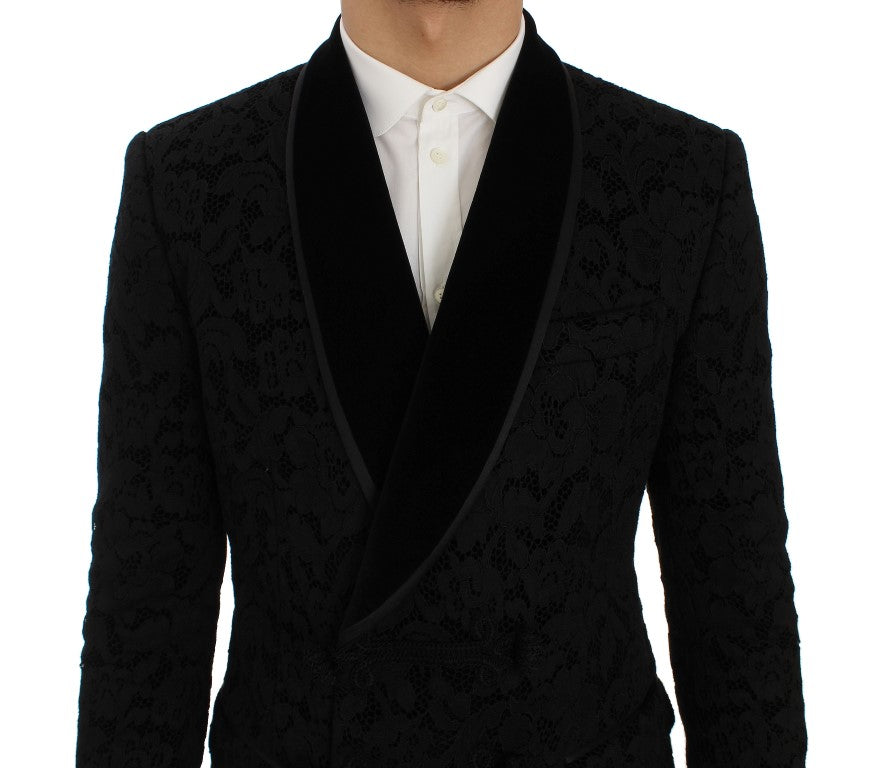 Dolce & Gabbana Elegant Slim Fit Black Silk-Blend Blazer Dolce & Gabbana