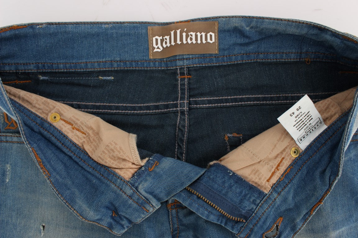 John Galliano Sleek Blue Slim Fit Designer Jeans John Galliano