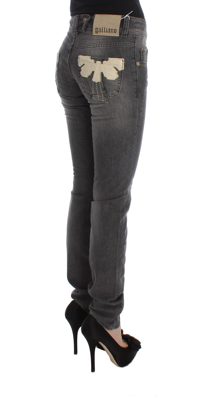 John Galliano Elegant Slim Fit Gray Wash Jeans John Galliano