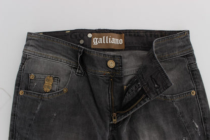 John Galliano Elegant Slim Fit Gray Wash Jeans John Galliano