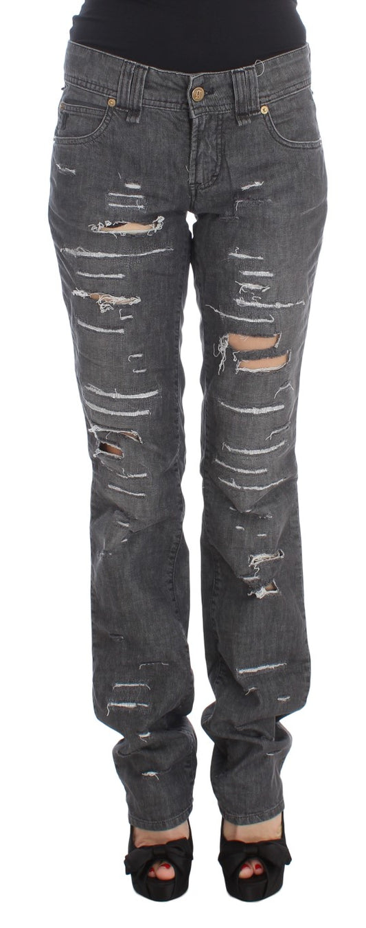 John Galliano Chic Gray Wash Straight Fit Jeans John Galliano