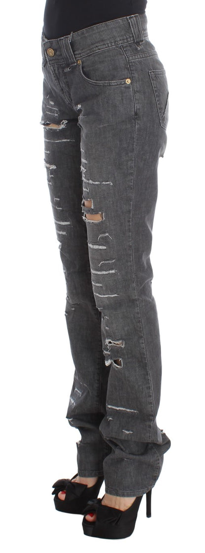 John Galliano Chic Gray Wash Straight Fit Jeans John Galliano