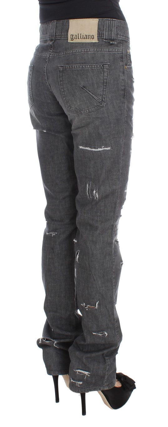 John Galliano Chic Gray Wash Straight Fit Jeans John Galliano