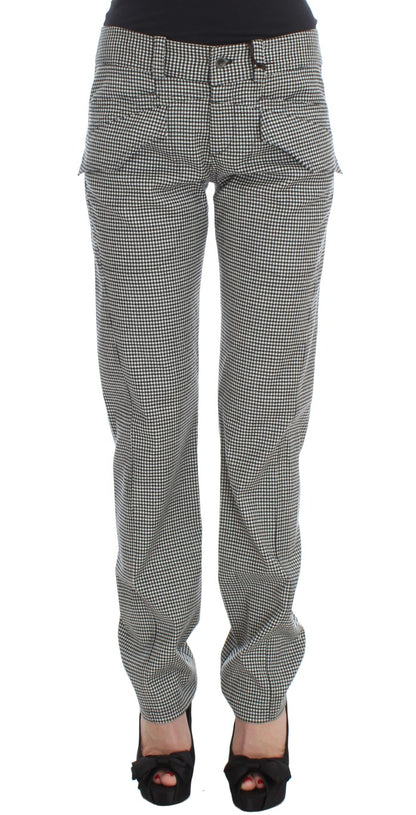 Ermanno Scervino Chic Checkered Black & White Regular Fit Pants Ermanno Scervino